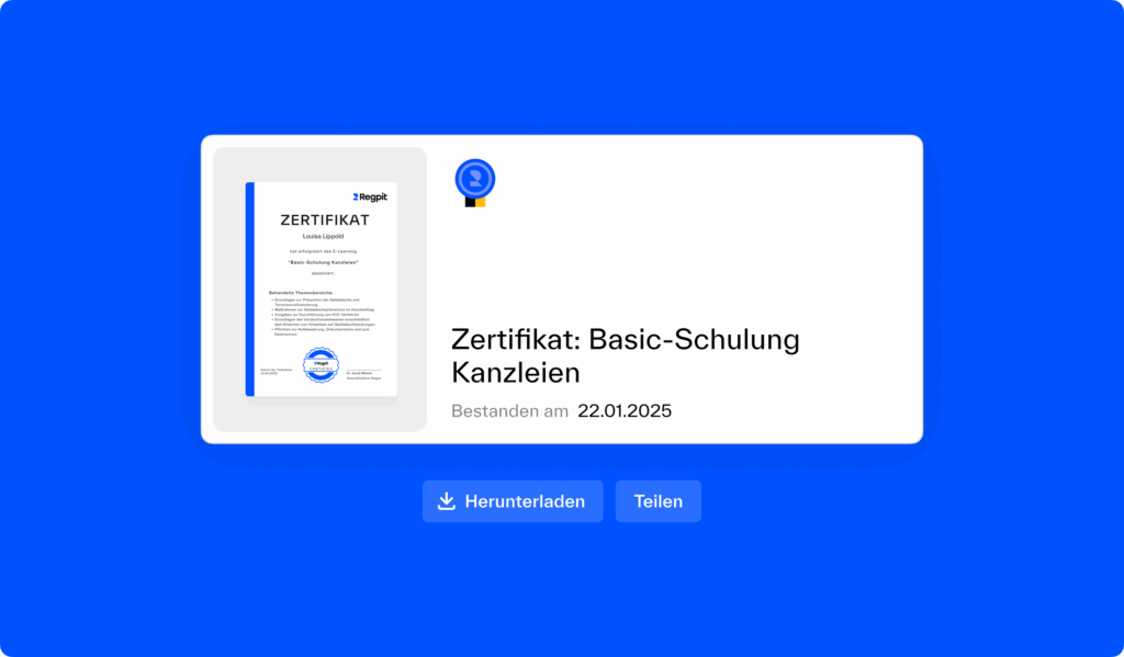Zertifikat elearning - Kanzleien E-Learning - Regpit