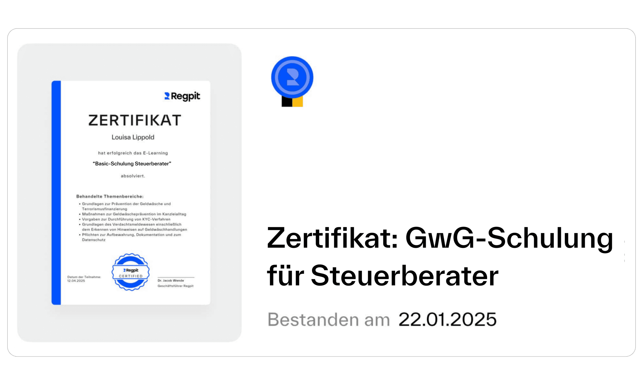 Regpit E-Learning Zertifikat