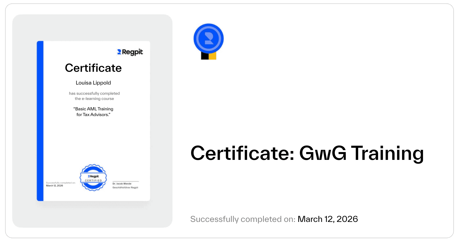 Regpit E-Learning Zertifikat