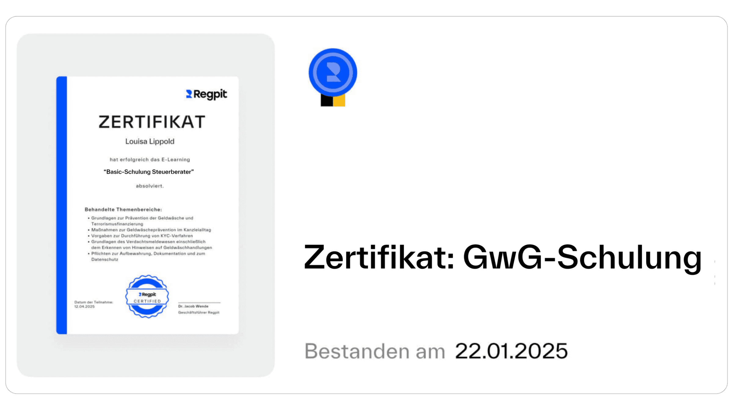 Regpit E-Learning Zertifikat