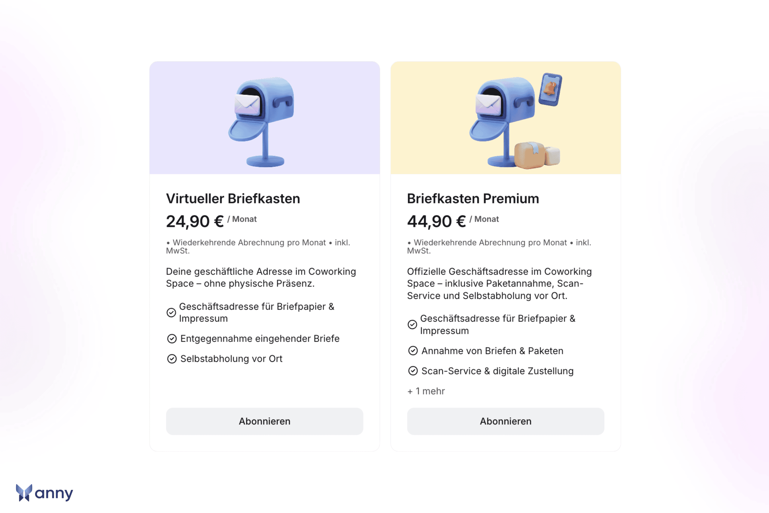 anny Übersicht Buchungen und Abos
